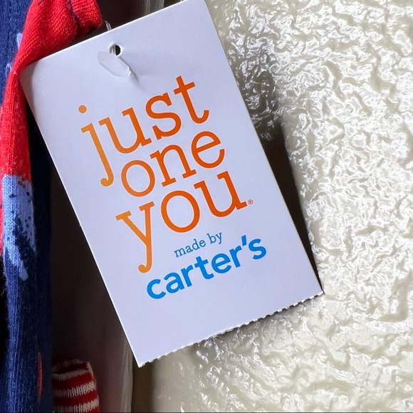 Carter's Red white & Cute Onesie Strawberry Shirt & Striped Shorts 3pc set 24M - Picture 7 of 8